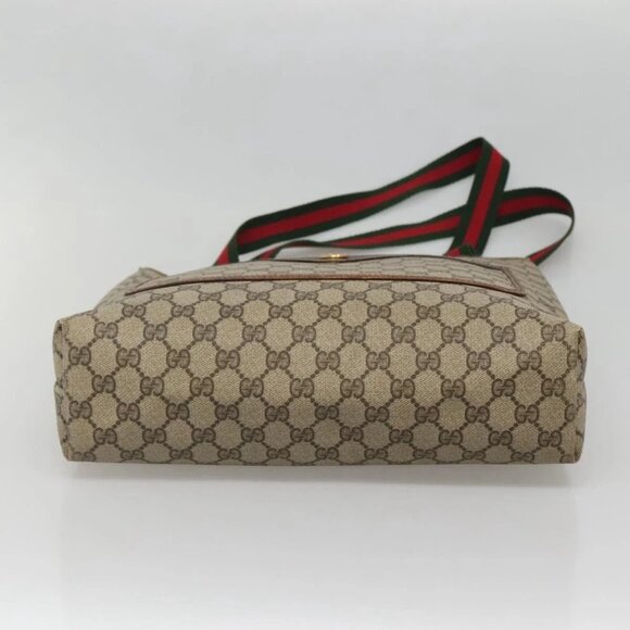 GUCCI GG Supreme Web Sherry Line Tote Bag PVC Beige Red 002 4487 39 Auth yk19326 - Picture 7 of 16